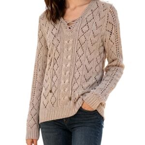 Alison Brittney Knit Lace Up Sweater